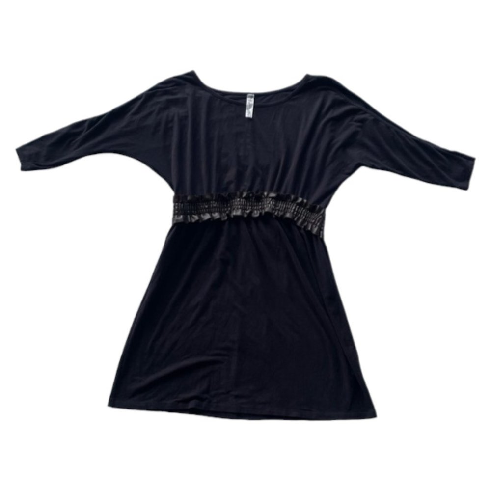 Zen Spell Faux Suede Dress with Attached Faux Leather Belt, Small